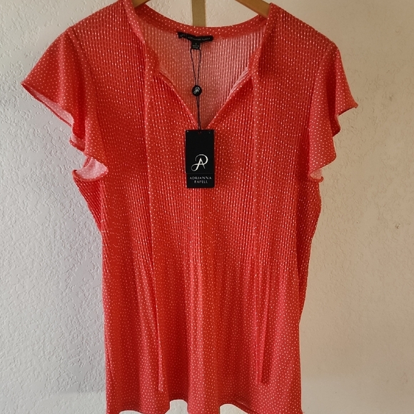 Adrianna Papell Tops - Adrianna Papell Coral Flutter Sleeve Blouse